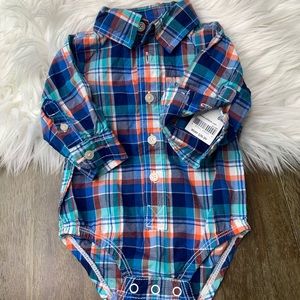 OshKosh Plaid Button-up Onesie